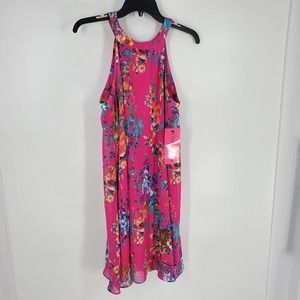 Betsey Johnson Pink Multi Floral Trapeze Swing Dress